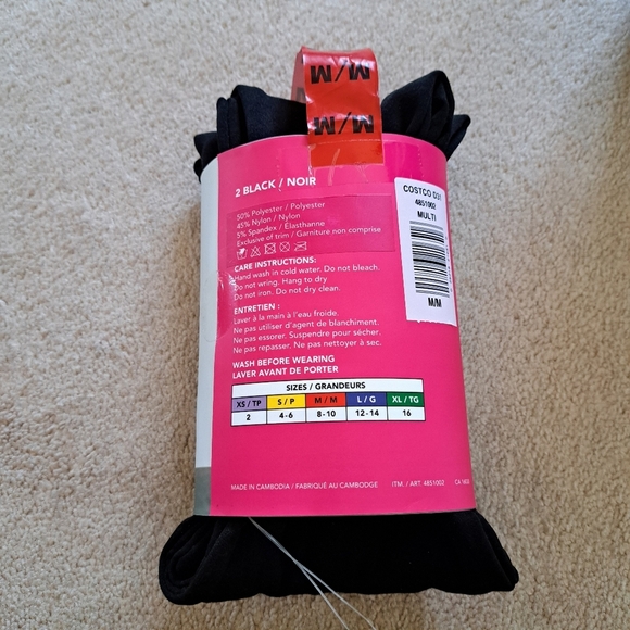 New! Catherine Malandrino Leggings 2 Pack Fleece Lined Size Medium Black - Picture 6 of 11